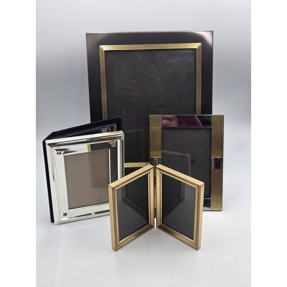 Lot Of 4 Vintage 5x7 8x10 Picture Photo Frame Art Deco Set 2-Tone Photo Album